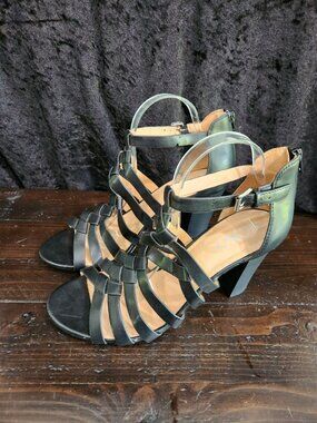 XOXBaxter Dress Gladiator Black Block Heeled Sandal/Sz. 11M